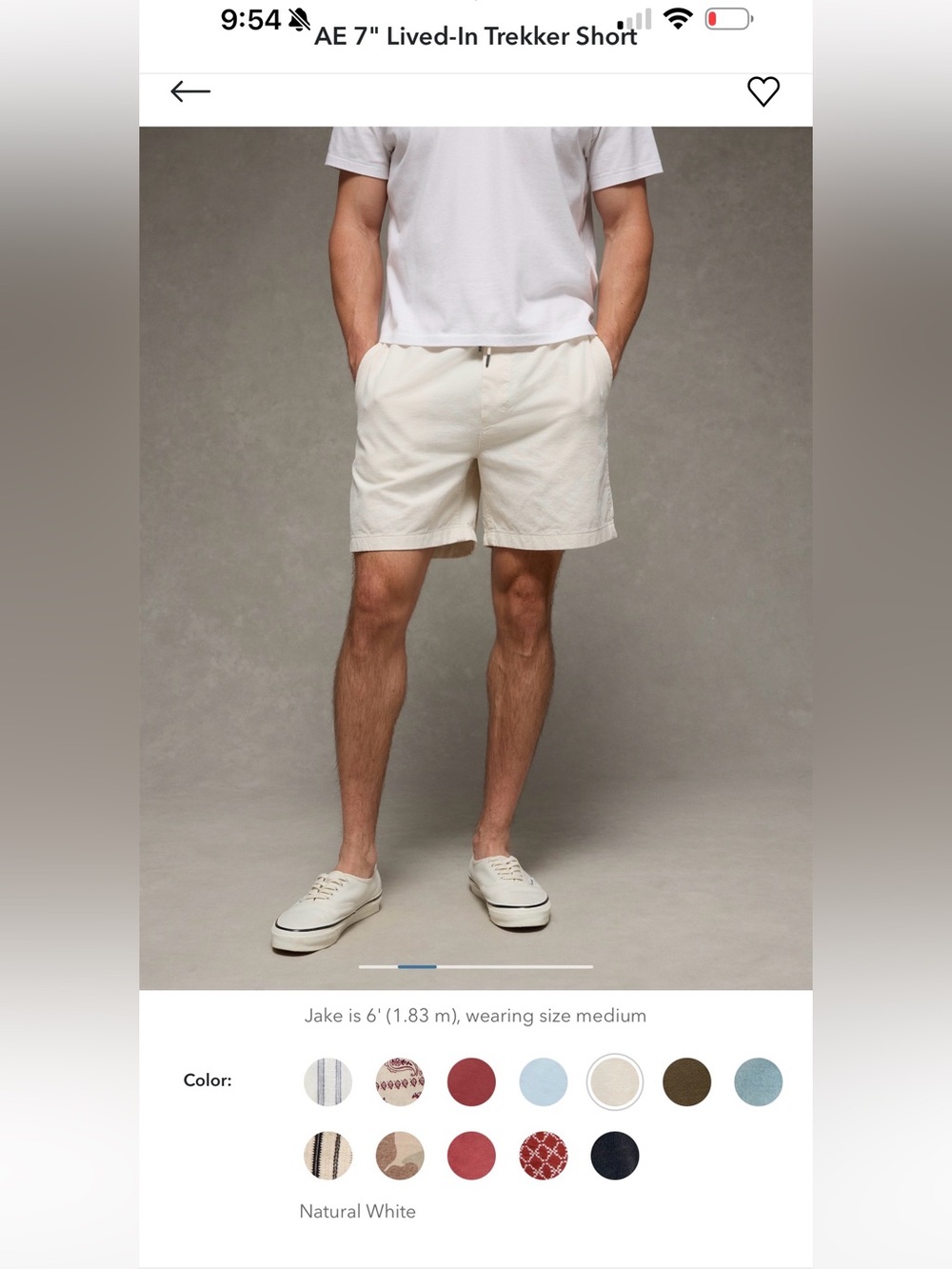 NWT! American Eagle 7” Lives-In Trekker Short Above the knee Natural White Med